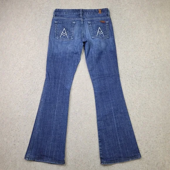 7 For All Mankind "A" Pocket Jeans Womens 26 Blue Dark Wash Bootcut Made in USA - Picture 5 of 12
